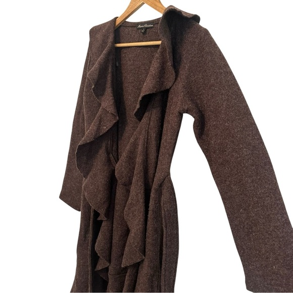 Marisa Christina Women's Small Wool Winter Belted Winter Wrap Casual Brown Coat - Picture 4 of 5